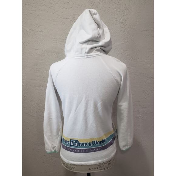 Disney Parks Walt World Character White Pullover Zip Front Hooded Pocket Sweater - Picture 3 of 8